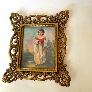 Vintage ornate French mini gold frame with glass “chums” by James Freeman